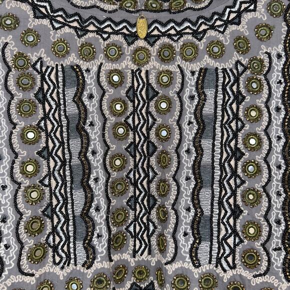 Ruby Yaya Gazania Grey Beaded Embellished Boho Jacket Size XL - Picture 10 of 16